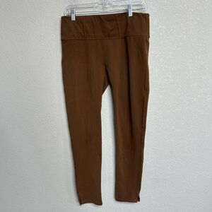 SPANX Brown Workout Leggings Pants XL High Rise Cropped Ankle Flattering